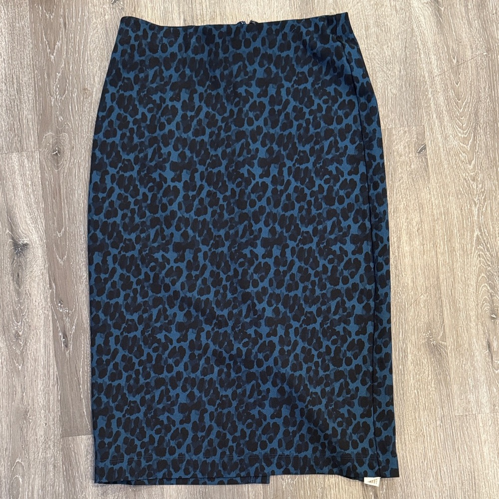 Banana Republic Blue and Black Leopard Pencil Skirt